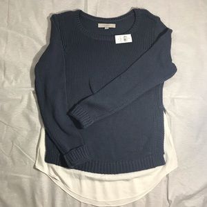 LOFT | Navy Crew Neck Knit Sweater, S